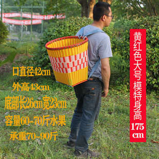 采蘑菇背筐纯手工竹编篼背篓买菜塑料仿家用双肩背大号藤编后背式