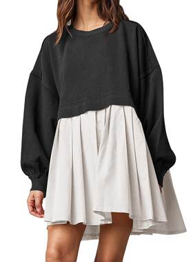 【 Plus Size 】 Solid Color 2 in 1 Smock Dress  Casual Basic
