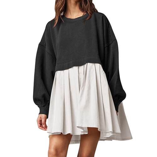 【 Plus Size 】 Solid Color 2 in 1 Smock Dress  Casual Basic