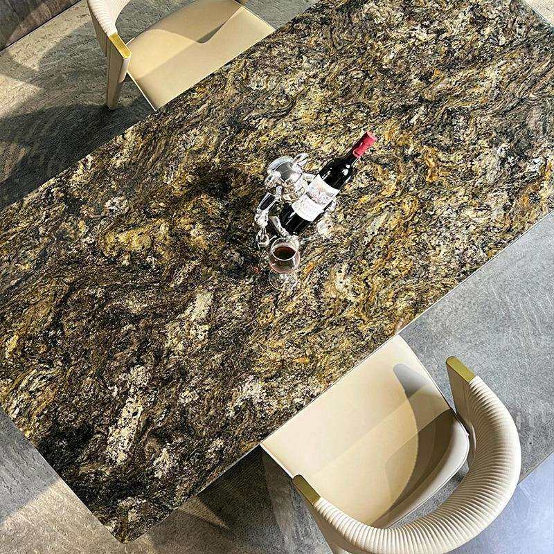 巴西进口铂金钻奢石餐桌长方形意式高端别墅家用天然大理石饭桌子