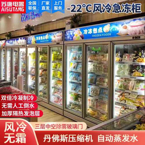 苏唐超市立式冷冻柜冰箱展示柜水饺食品急冻冰柜保鲜柜速冻柜商用