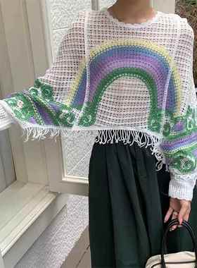 layering outerwear Crocheted sweater top neck with knit