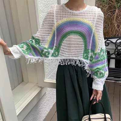 layering outerwear Crocheted sweater top neck with knit