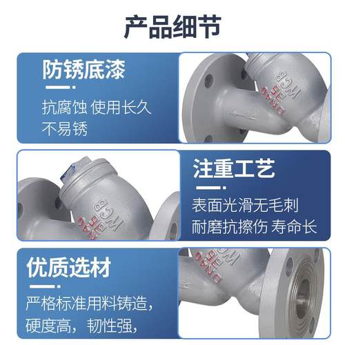 GL41H-6C铸钢1Y过型过滤器不锈钢法兰管道高PQT温除污双网80目滤