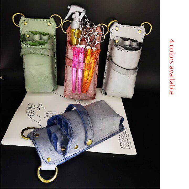 进口哑光蜡皮美发师腰袋工具包发型师剪刀包腰斜挎包创意理发工具