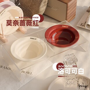 BD猫碗陶瓷猫食盆防打翻狗碗狗盆宠物碗带压克力底座支架猫咪水碗