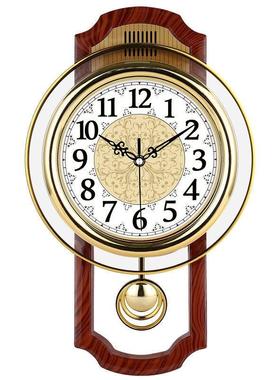 VHM7批发欧式复古摇摆挂钟客厅简约时尚挂表卧室静音石英钟现代钟