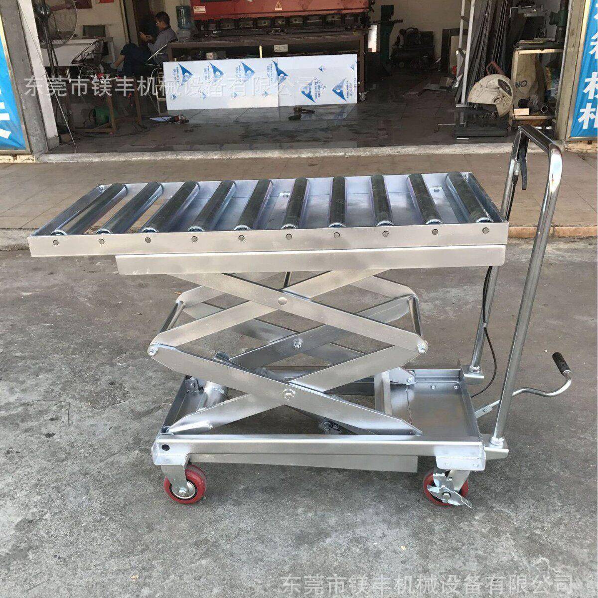 辊筒式平台车上模液压升降推车不锈钢/镀锌手动滚筒模具车