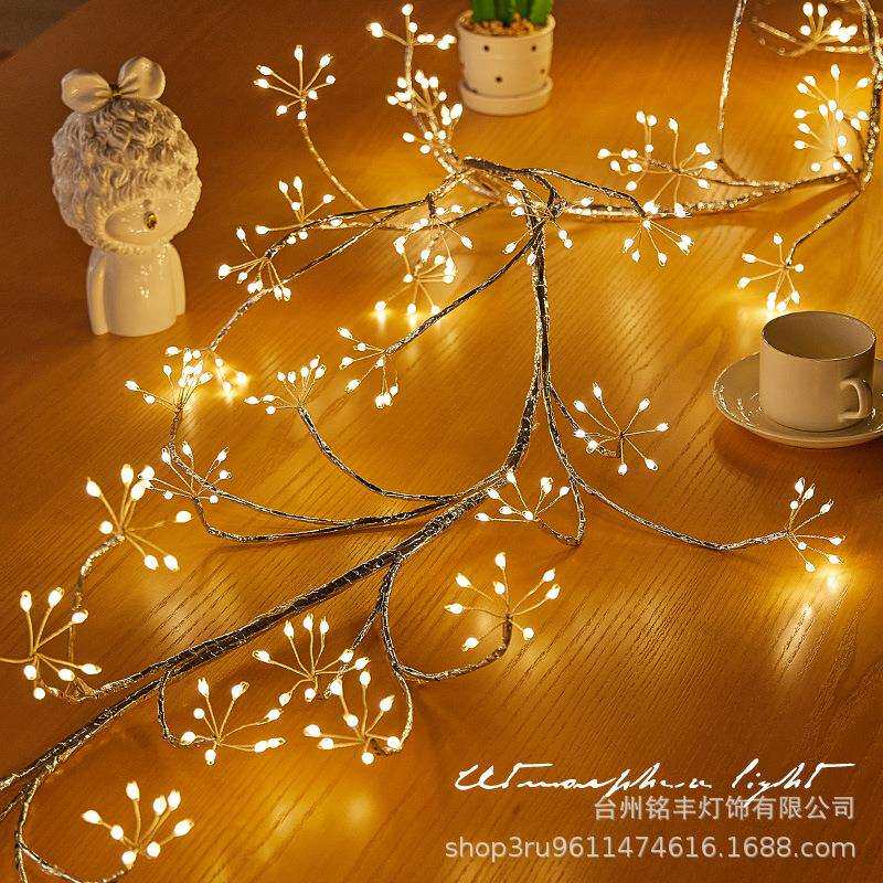 LED藤条灯2835大灯珠铜线爆炸花造型彩灯房间墙面节日装饰仿真树