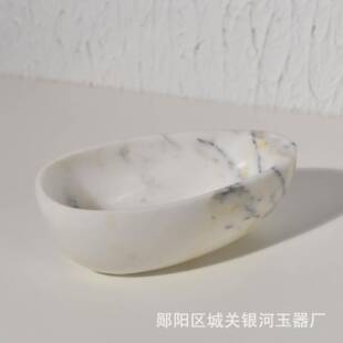 轻奢现代天然大理石托盘果盘样板间客厅餐厅卧室家居奢石摆件
