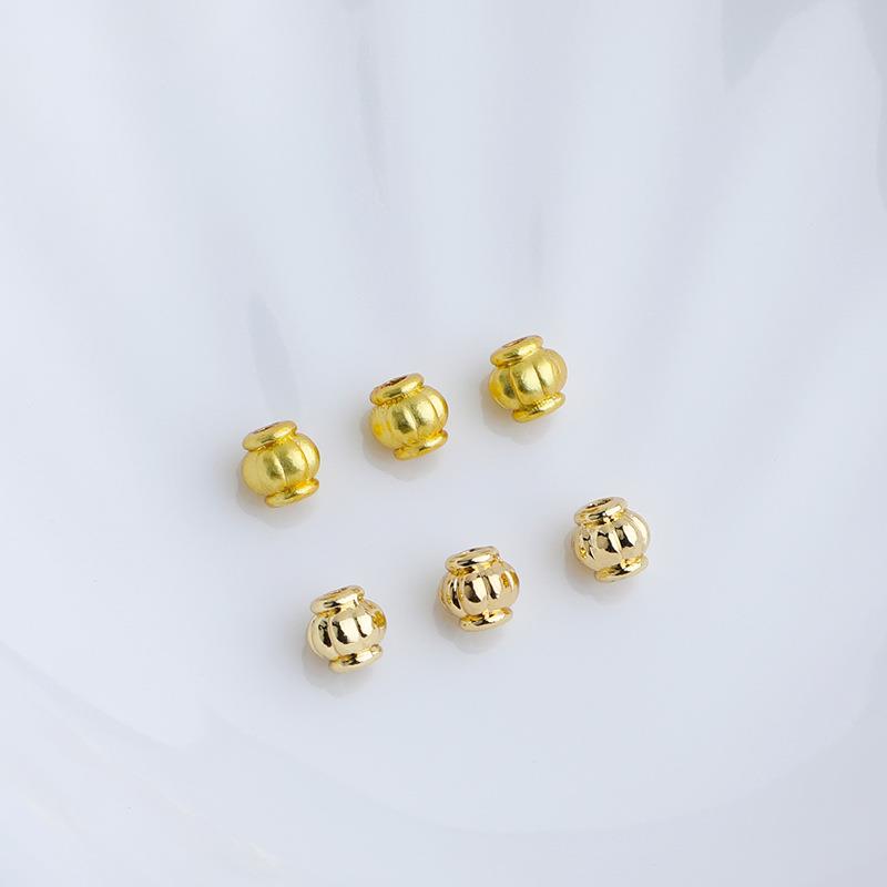 14K包金保色小号灯笼珠沙金通孔瓜纹隔珠材料diy手工串珠配饰品