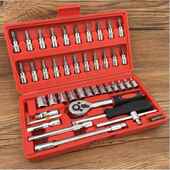 套筒扳手工具套装 4吋套筒扳手棘轮扳手汽修小套筒工具46件 组合1