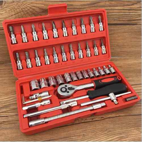 套筒扳手工具套装组合1/4吋套筒扳手棘轮扳手汽修小套筒工具46件