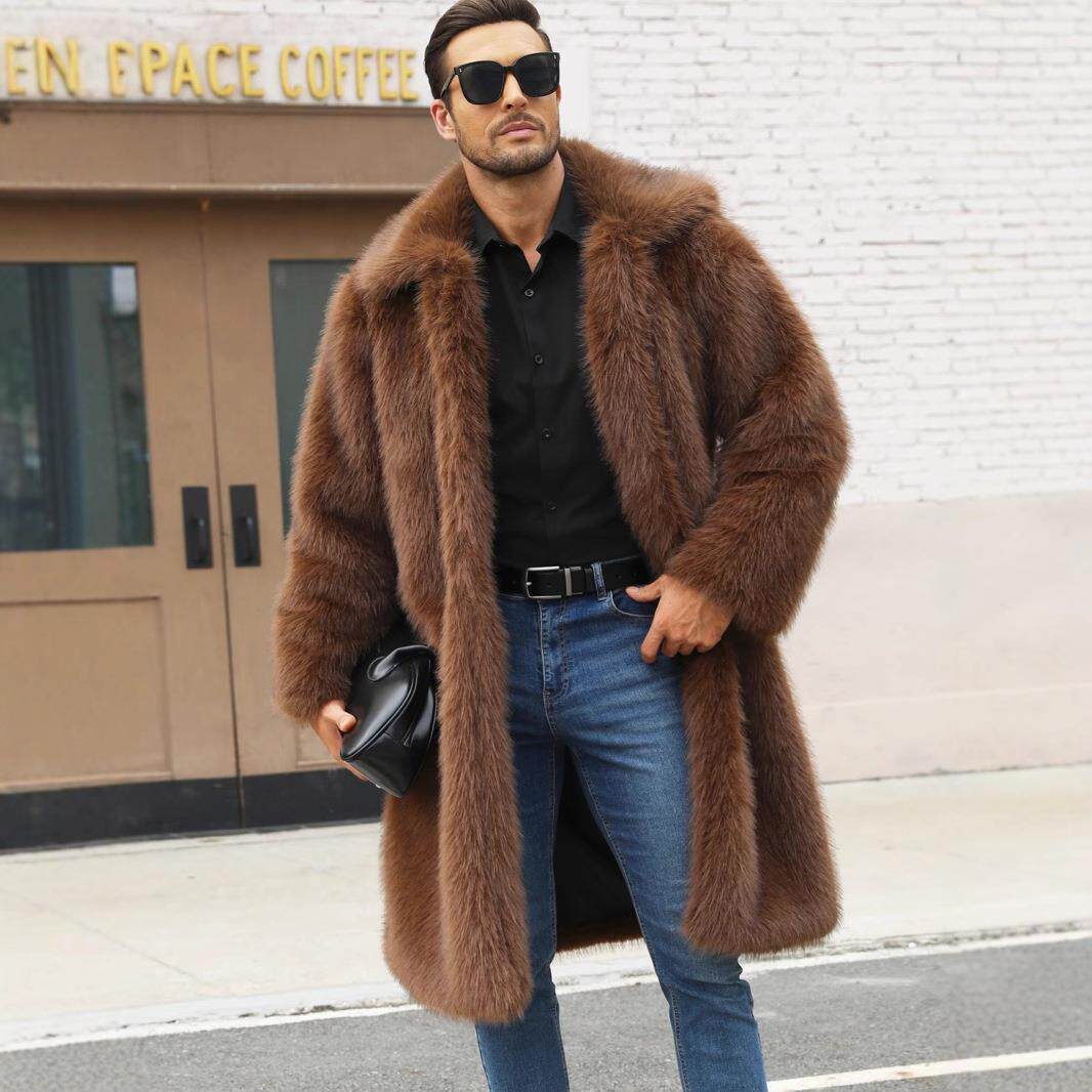 Men's imitation coat, imitation fox fur coat, cold