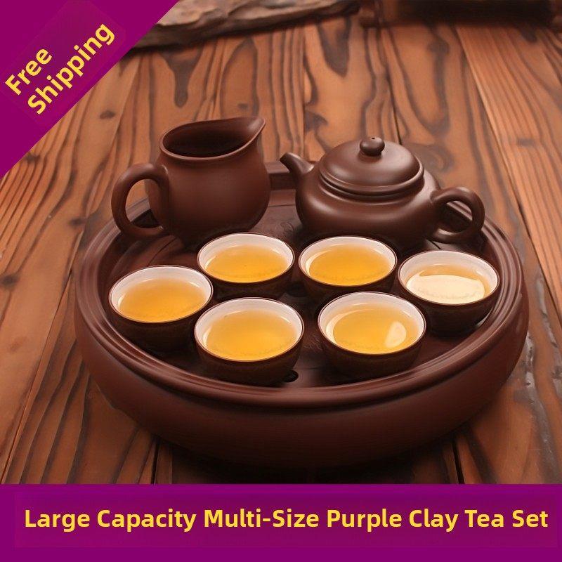 茶具套装紫砂功夫茶具套装中国风紫砂壶茶托盘茶杯组合办公陶瓷茶