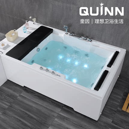 奎因家用亚克力双人情侣按摩恒温浴缸独立欧式冲浪浴池1.7/1.85米