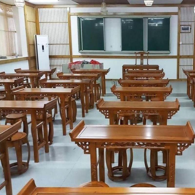 课桌实木桌子辅导班馆教室国学培训书桌桌凳仿古课桌椅学校