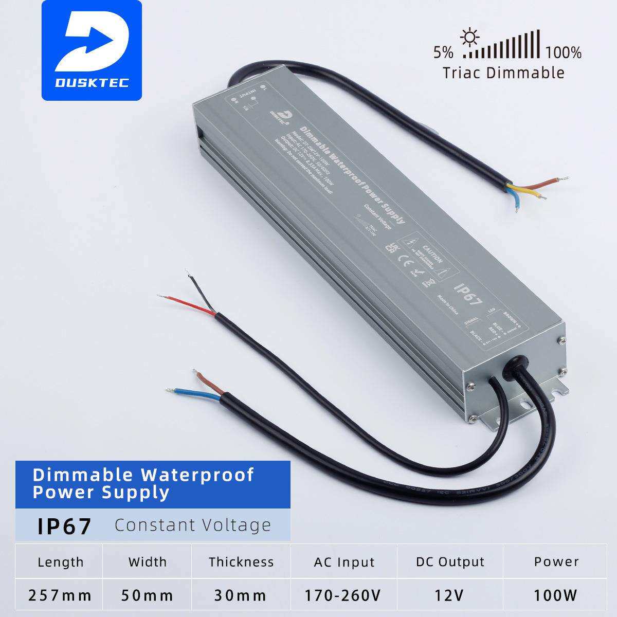 100W300W调光高P无频闪路灯隧道灯户外防水恒压电源IP67LED驱动