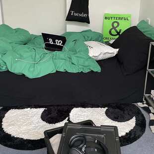 感客厅撸床边吊篮地毯tufting卡通垫斜眼地少女可爱猫卧室绒植