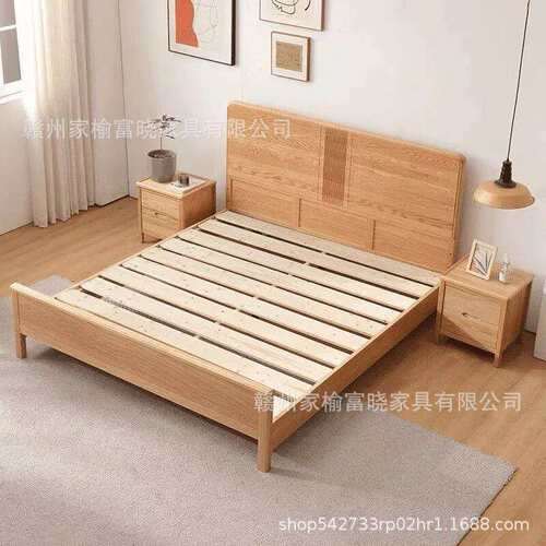 北美红橡木实木床1.8米2米主卧双人床1.35m1.2m卧室储物单人床