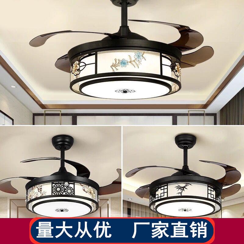 新中式风扇灯客厅餐厅卧室静音现代简约家用隐形风扇灯大气吊扇灯