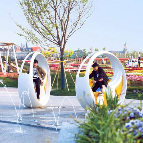 单车喷泉网红风景区动感发电自行车户外运动健身设施无动力游乐设