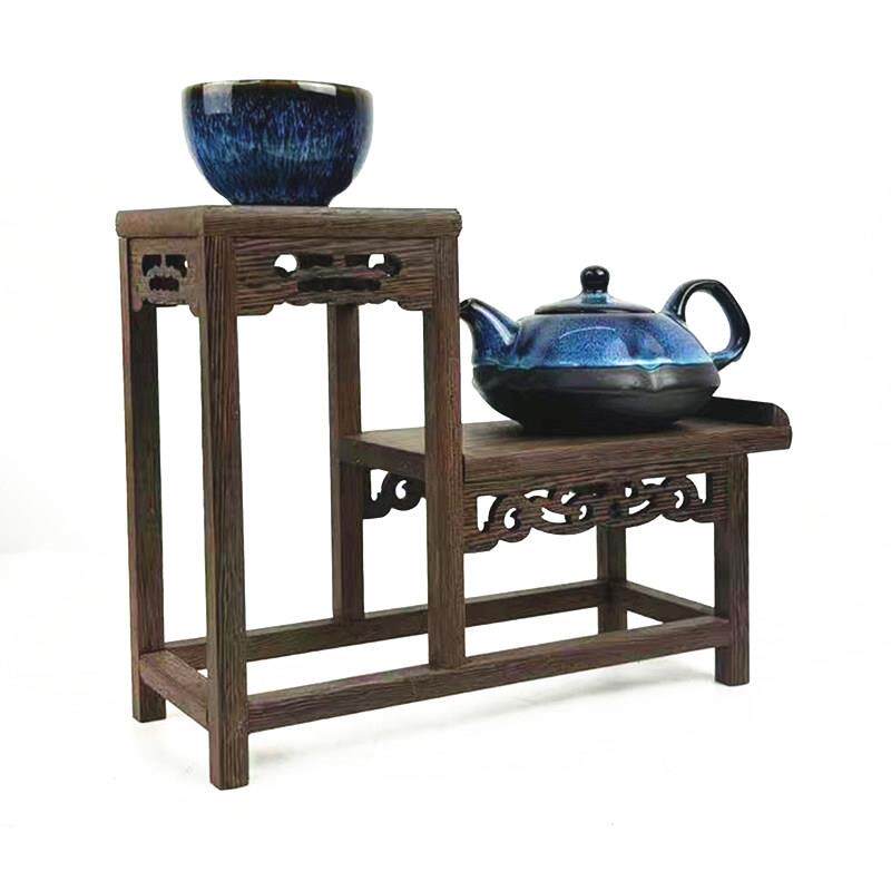 实木茶杯架子中式小博古架多宝阁置物架普洱茶壶围炉煮茶茶具托架