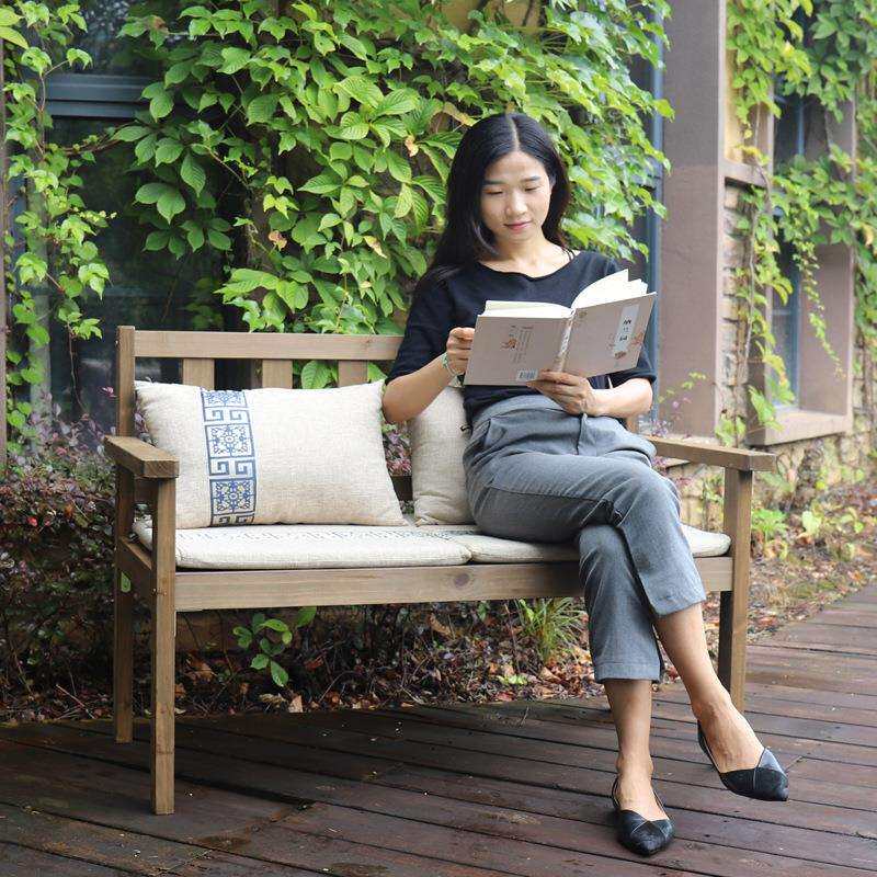 直销双人沙发长形椅子现代简约家用休闲户外阳台实木靠背椅