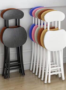 携简约便式小实木折椅带靠背省空间家用多功能餐桌型叠椅培训圆凳