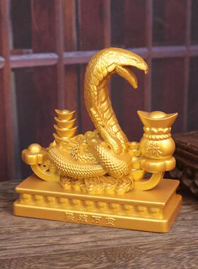 2025年灵蛇聚宝眼镜蛇腰缠万贯生肖蛇年创意礼品吉祥物家居摆件