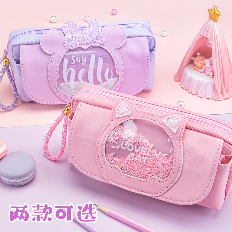 笔袋小学生女孩文具盒女日系文具中学生幼儿园女童铅笔盒简约大容