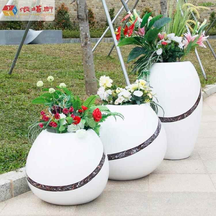 玻璃钢花盆绿化工程商场酒店手糊花圃市政中式花箱落地式定制户外