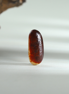 大漏！大红袍 天然新疆和田玉枣红皮籽料原石5.74克 限时特惠