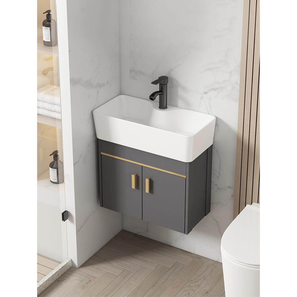 超小户型迷你陶瓷卫生间洗脸盆阳台洗漱台池浴室柜窄长洗手盆组合