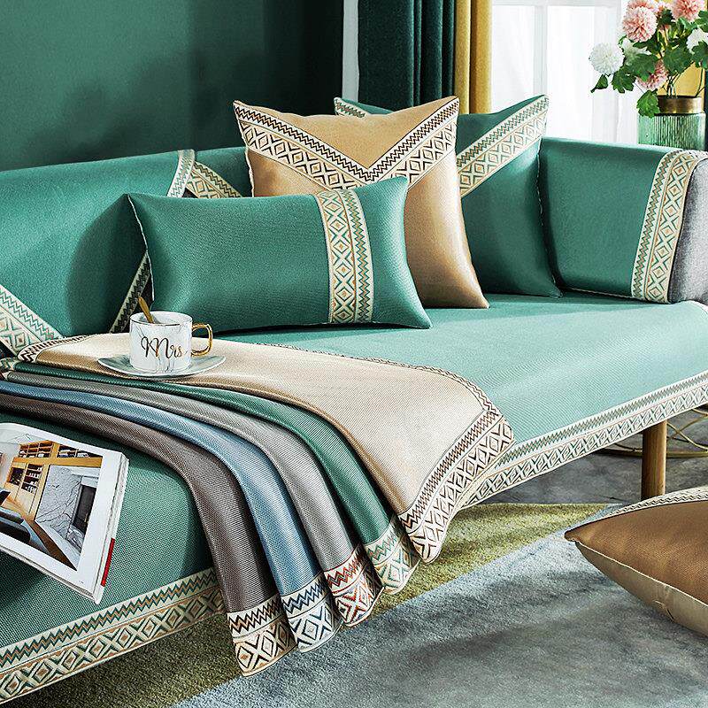 夏季沙发垫夏天款防滑冰丝凉席坐垫轻奢客厅四季通用皮沙发套罩巾