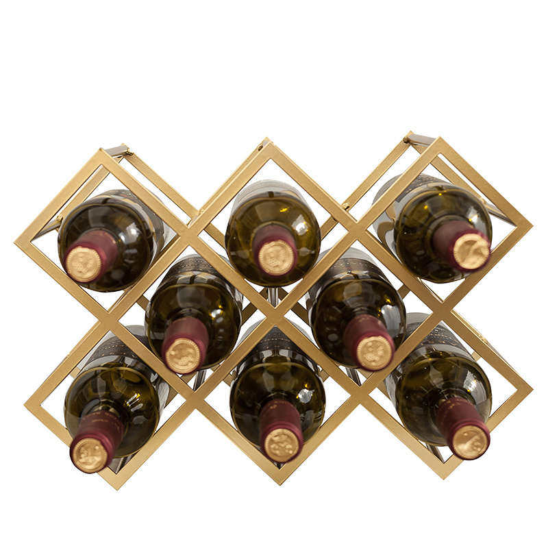 红酒架摆件简约菱形酒格展示格子架酒柜金属方格家用酒店装饰