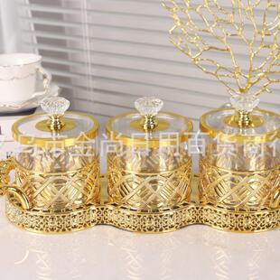 A set of three elegant, European-style light luxury jars for