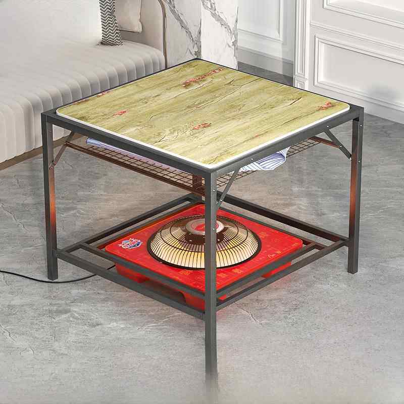 新款烤火桌子家用正方形不锈钢多功能取暖桌可折叠烤火架简易餐桌