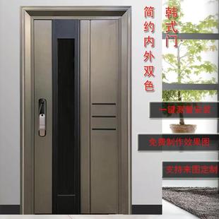 不锈式 钢防盗门简约IVE韩安全单门墅别入户门自建房大门子母双开