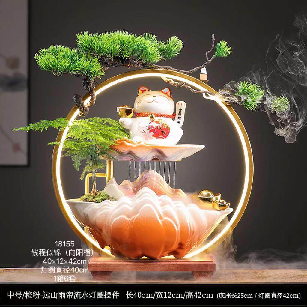 新款直销创意招财流水摆件客厅大象摆饰循环水喷泉办公室桌摆乔迁