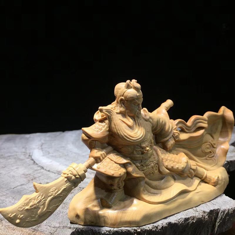 小叶黄杨木武财神(关公)家居客厅雕刻摆饰摆件木雕工艺品厂