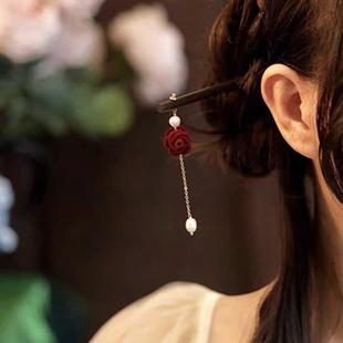 新款头上戴的花女士盘头花新款头饰高端结婚妈妈盘头发饰发簪