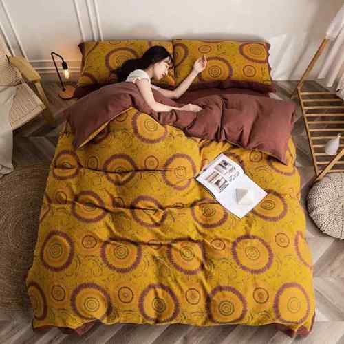 新款全棉A类母婴级双层纱四件套纯棉纱亲肤柔软复古床单被套