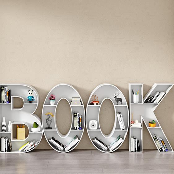 book字母书架学校幼儿园墙上展示架公司落地网红书柜图书馆置物架