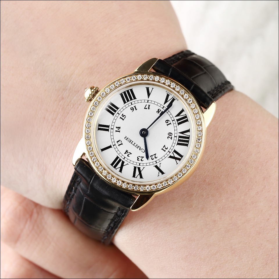 [9.8新]卡地亚伦敦solo18K金精钢后镶钻石英手表女表W6700355