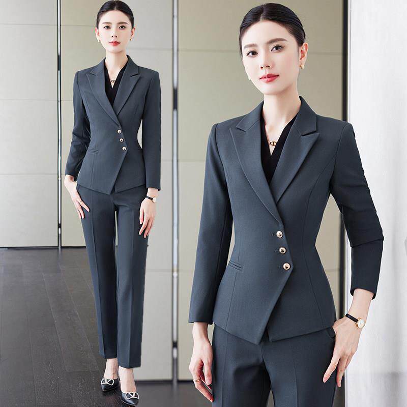 职业装西装套装女秋珠宝店酒店经理前台接待工作制服餐厅修身工装