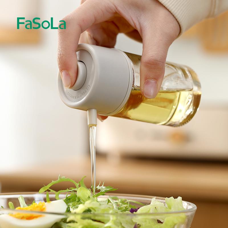 FaSoLa玻璃油壶家用厨房定量按压式小油罐酱油调料瓶可计量控油瓶