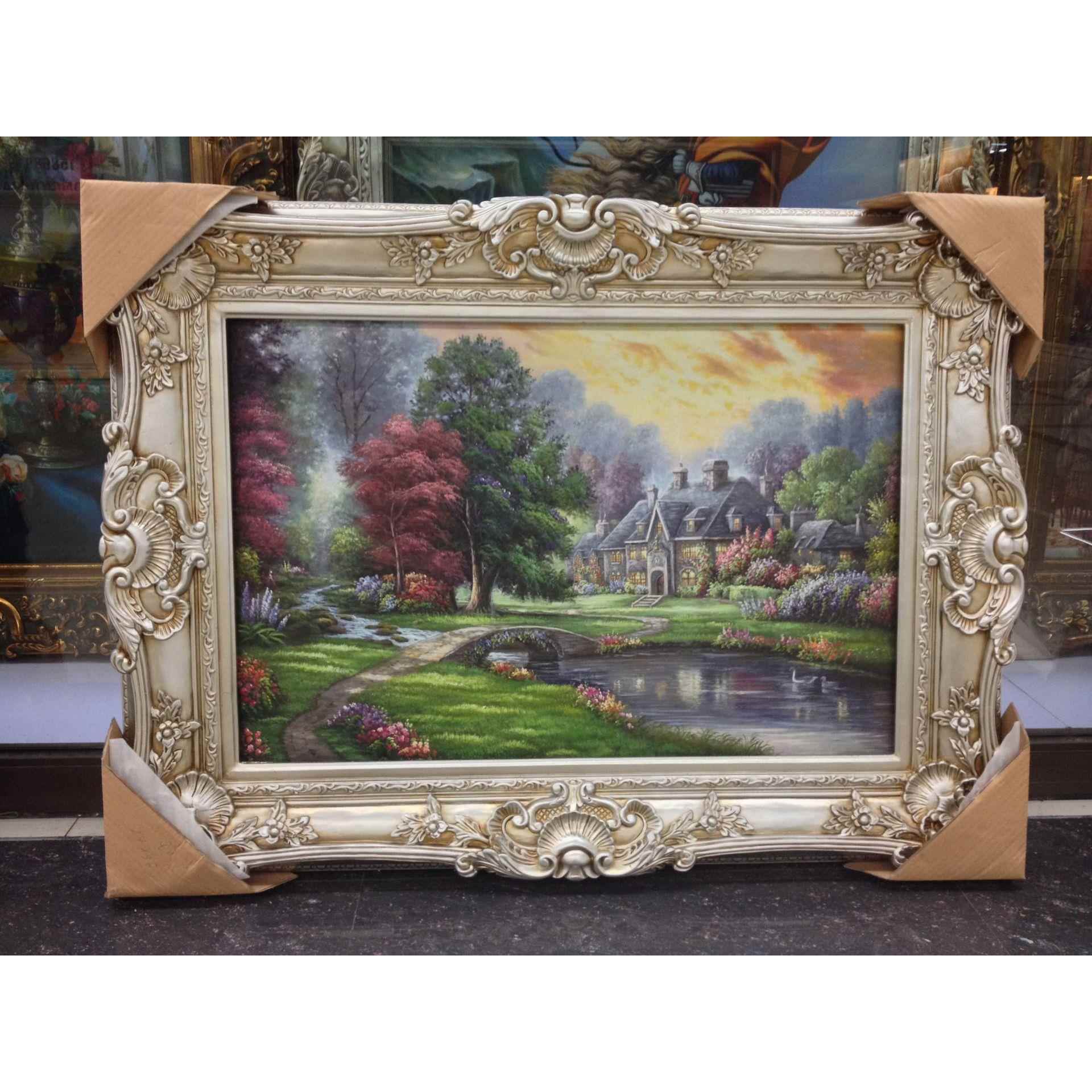 出口复古挂墙摆台复古怀旧欧式雕花框树脂欧式油画框镜框展厅相框