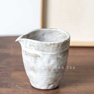 德玉堂纯手工粉引岩矿白色分茶器家用茶海复古匀杯公杯公道杯