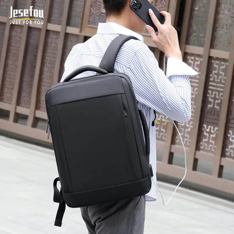 Jesefou高端奢侈男士商务背包电脑包双肩包通勤耐磨大容量轻便